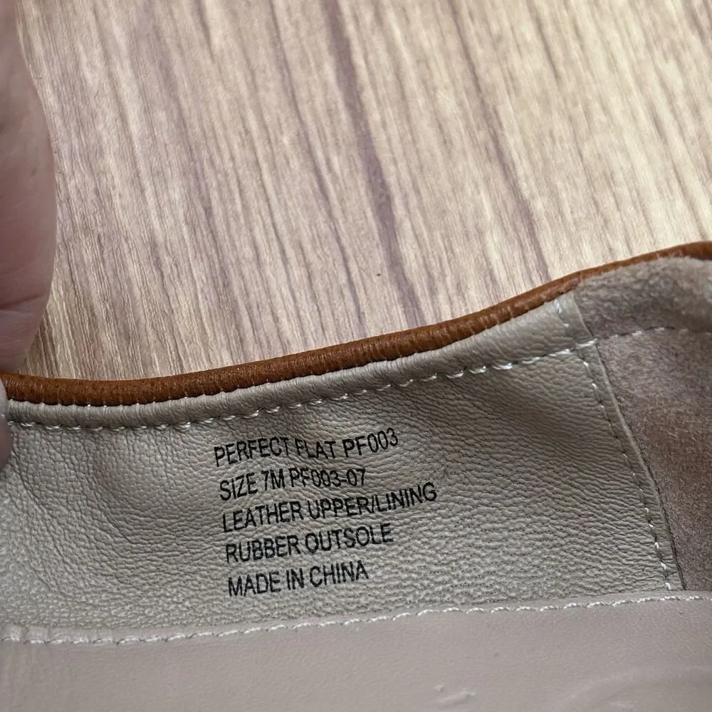 April Parker-Perfect Flat Ballet‎ Shoes 7M Tan Leather Foldable Sole